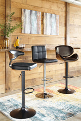 Bellatier Black/Chrome Finish Adjustable Height Barstool, Set of 2 from Ashley - Luna Furniture