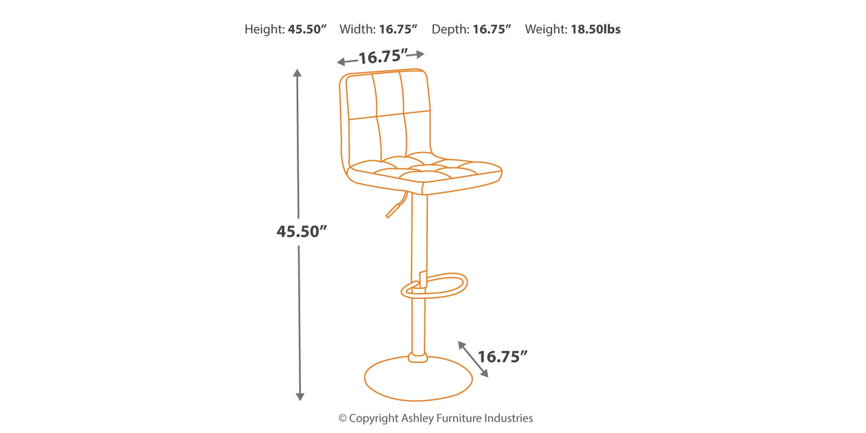 Bellatier 2-Piece Bar Stool in Black/Chrome Finish from Ashley - Luna Furniture
