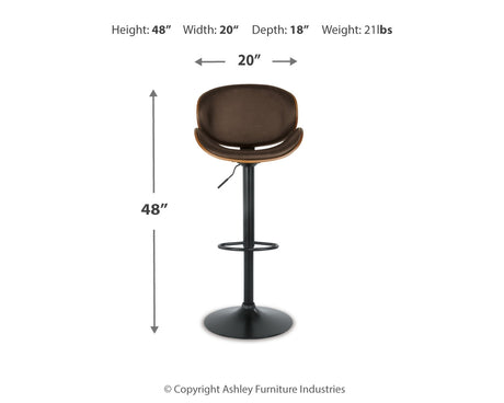 Bellatier Brown Adjustable Height Barstool from Ashley - Luna Furniture