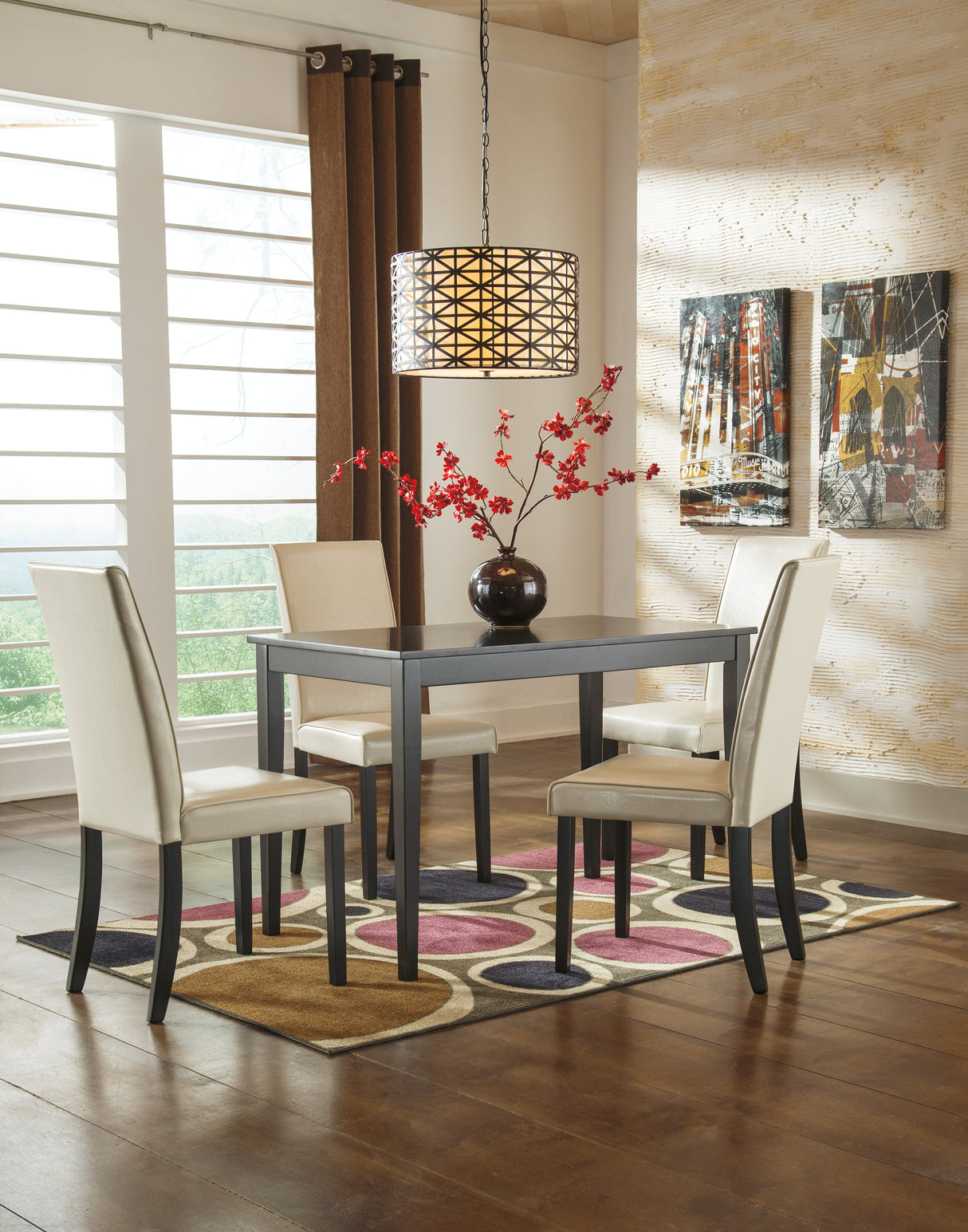 Kimonte Dark Brown Dining Table and 4 Chairs from Ashley Furniture - Luna Furniture