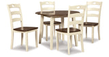 Woodanville Cream/Brown Dining Table with 4 Chairs from Ashley - Luna Furniture
