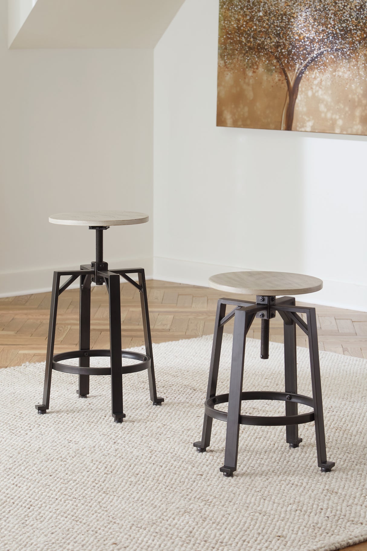 Karisslyn Whitewash/Black Counter Height Stool, Set of 2 from Ashley - Luna Furniture