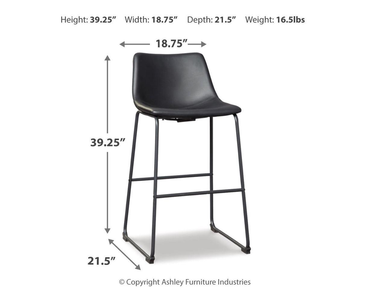 Centiar Black Pub Height Barstool, Set of 2 from Ashley - Luna Furniture