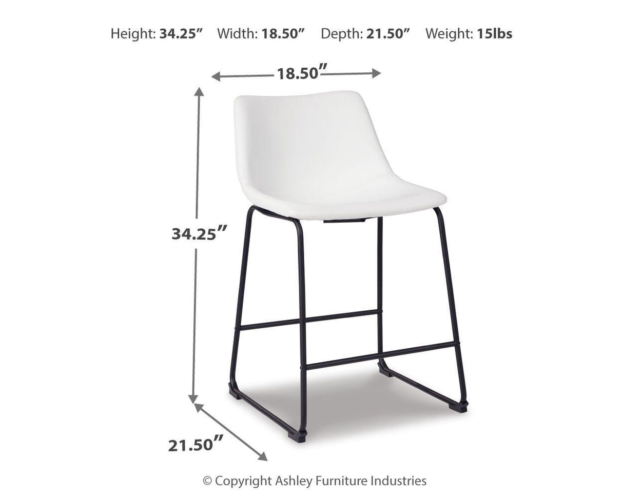 Centiar White Counter Height Barstool, Set of 2 from Ashley - Luna Furniture