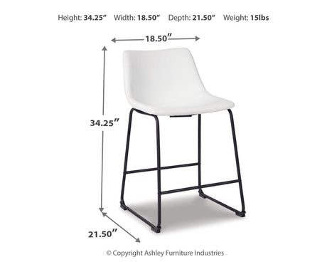 Centiar White Counter Height Barstool, Set of 2 from Ashley - Luna Furniture