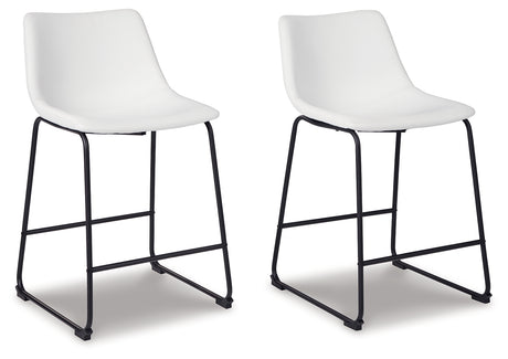 Centiar White Counter Height Barstool, Set of 2 from Ashley - Luna Furniture