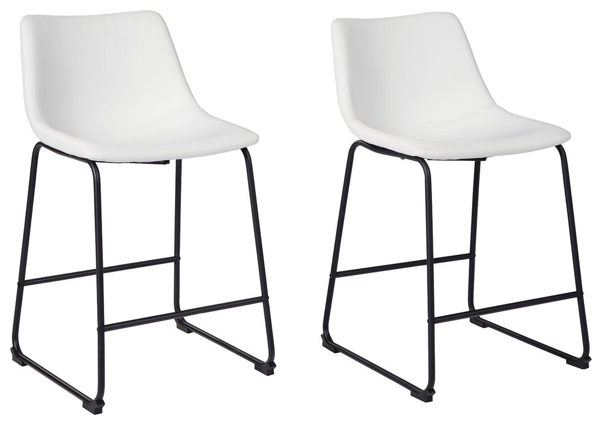 Centiar White Counter Height Barstool, Set of 2 from Ashley - Luna Furniture