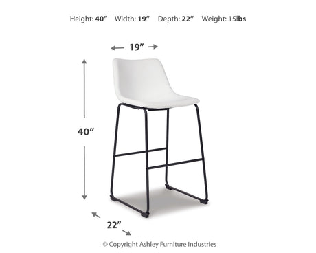Centiar White Pub Height Bar Stool, Set of 2 from Ashley - Luna Furniture