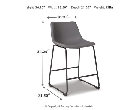 Centiar Gray Counter Height Barstool, Set of 2 from Ashley - Luna Furniture