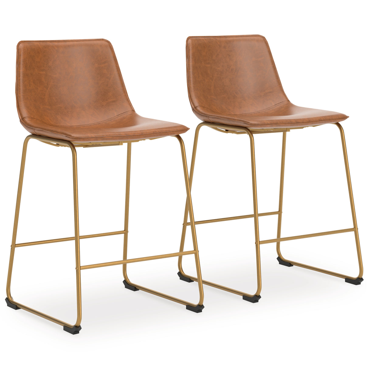 Ciabori Brown/Gold Counter Height Barstool, Set of 2 from Ashley Furniture - Luna Furniture