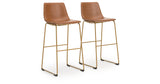 Ciabori Brown/Gold Bar Height Bar Stool, Set of 2 from Ashley Furniture - Luna Furniture