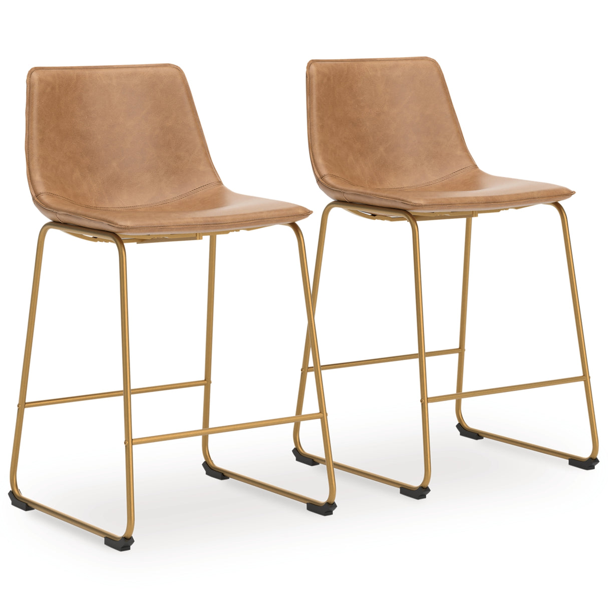 Ciabori Toast/Gold Counter Height Barstool, Set of 2 from Ashley - Luna Furniture