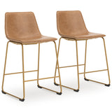 Ciabori Toast/Gold Counter Height Barstool, Set of 2 from Ashley - Luna Furniture