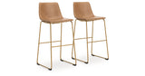 Ciabori Toast/Gold Bar Height Bar Stool, Set of 2 from Ashley Furniture - Luna Furniture