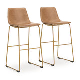 Ciabori Toast/Gold Bar Height Bar Stool, Set of 2 from Ashley Furniture - Luna Furniture