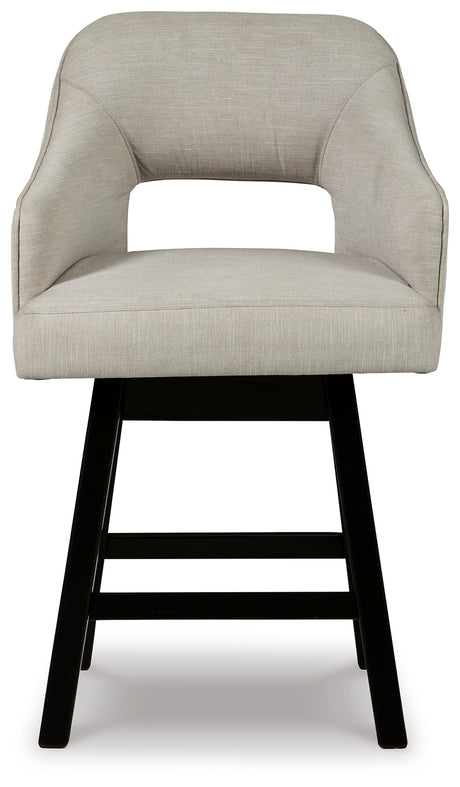 Tallenger Linen/Brown Counter Height Barstool, Set of 2 from Ashley - Luna Furniture