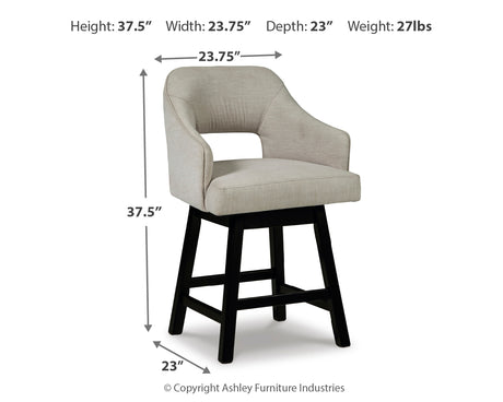 Tallenger Linen/Brown Counter Height Barstool, Set of 2 from Ashley - Luna Furniture