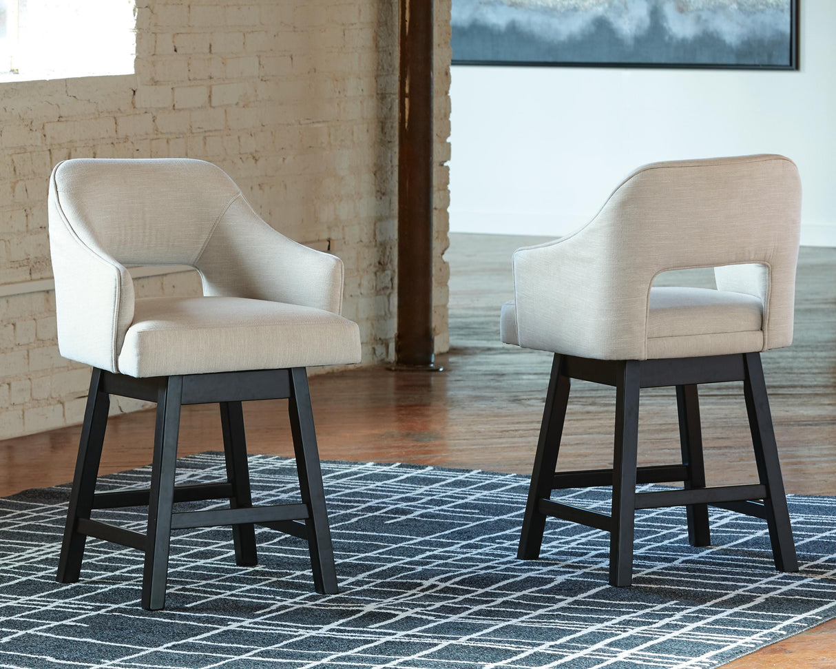 Tallenger Linen/Brown Counter Height Barstool, Set of 2 from Ashley Furniture - Luna Furniture