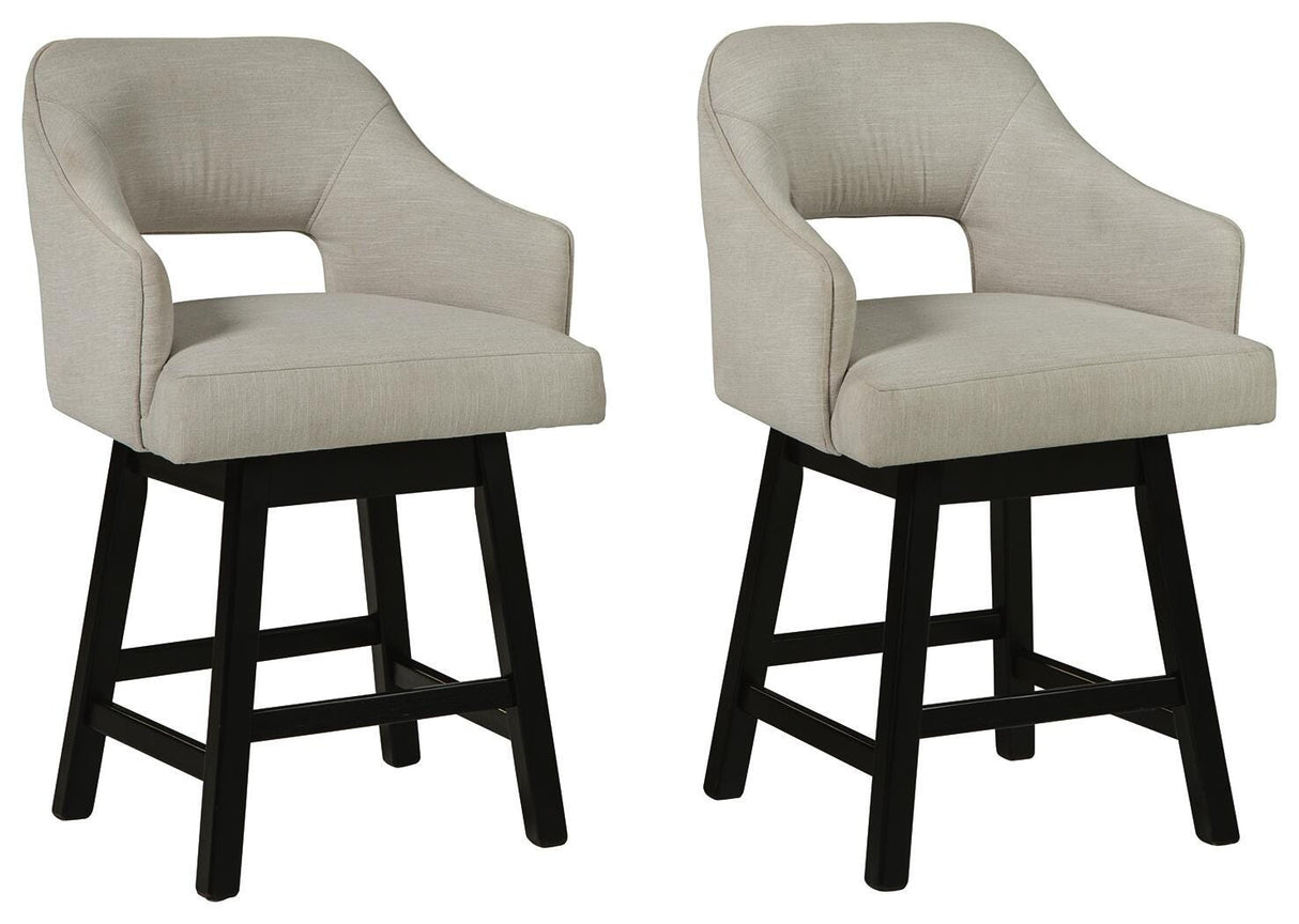 Tallenger Linen/Brown Counter Height Barstool, Set of 2 from Ashley Furniture - Luna Furniture