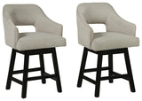 Tallenger Linen/Brown Counter Height Barstool, Set of 2 from Ashley Furniture - Luna Furniture