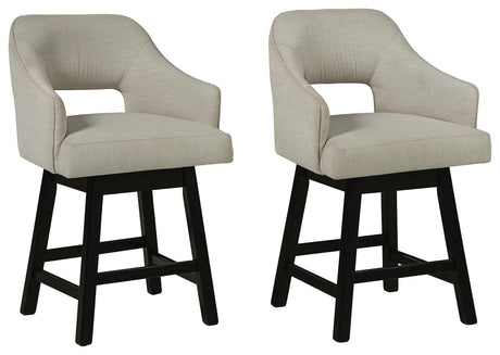Tallenger Linen/Brown Counter Height Barstool, Set of 2 from Ashley - Luna Furniture