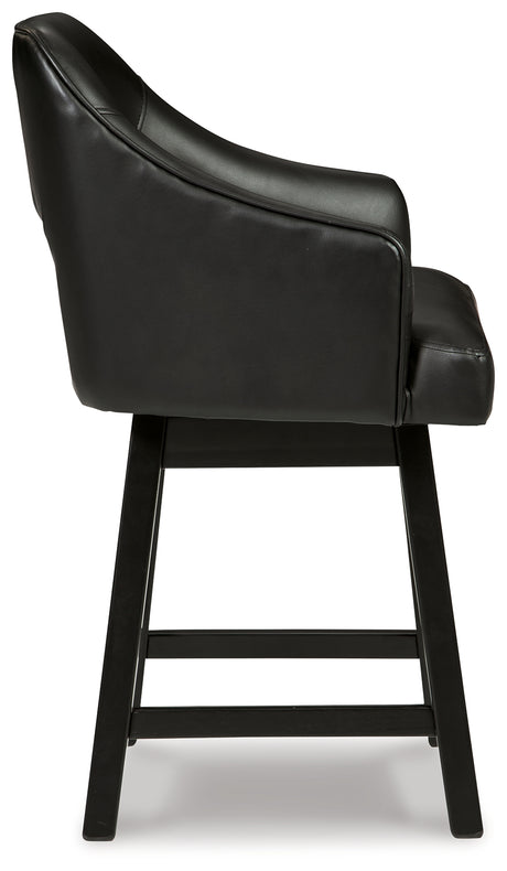 Tallenger Black/Dark Brown Counter Height Barstool, Set of 2 from Ashley - Luna Furniture