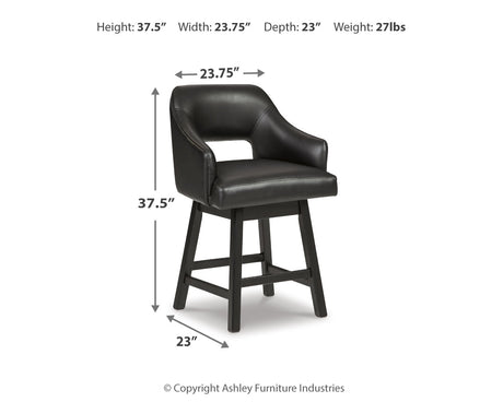 Tallenger Black/Dark Brown Counter Height Barstool, Set of 2 from Ashley - Luna Furniture