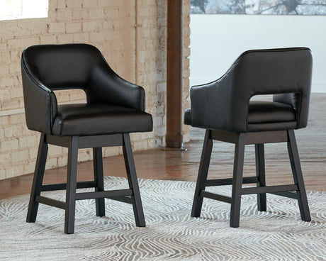 Tallenger Black/Dark Brown Counter Height Barstool, Set of 2 from Ashley - Luna Furniture