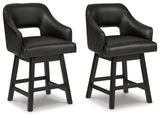 Tallenger Black/Dark Brown Counter Height Barstool, Set of 2 from Ashley - Luna Furniture