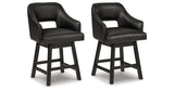 Tallenger Black/Dark Brown Counter Height Barstool, Set of 2 from Ashley Furniture - Luna Furniture
