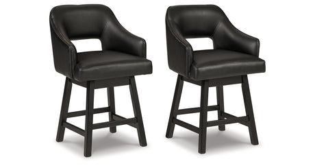 Tallenger Black/Dark Brown Counter Height Barstool, Set of 2 from Ashley - Luna Furniture