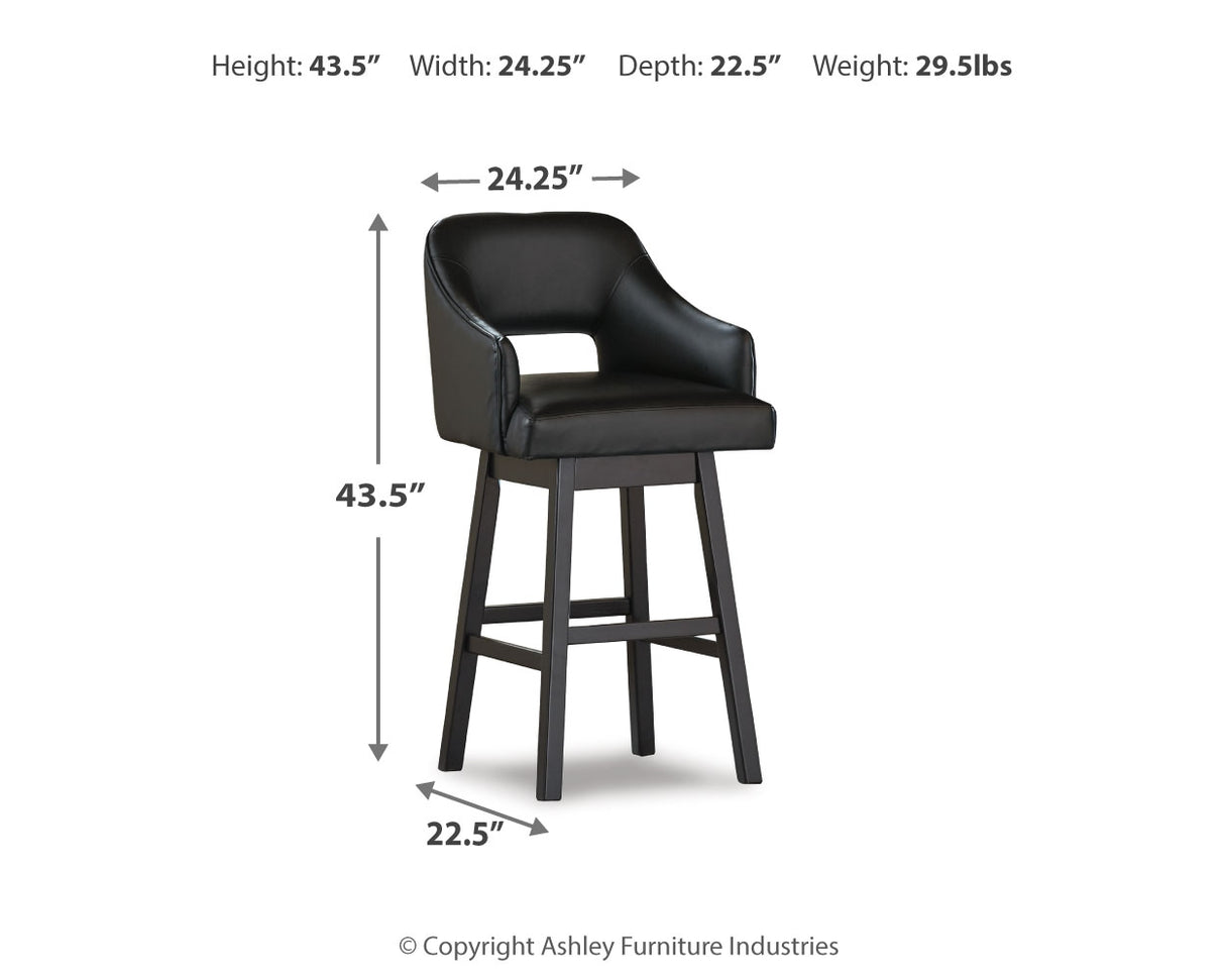 Tallenger 2-Piece Bar Stool in Black/Dark Brown from Ashley - Luna Furniture