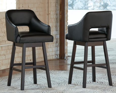 Tallenger Black/Dark Brown Bar Height Barstool, Set of 2 from Ashley - Luna Furniture
