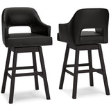 Tallenger Black/Dark Brown Bar Height Barstool, Set of 2 from Ashley Furniture - Luna Furniture