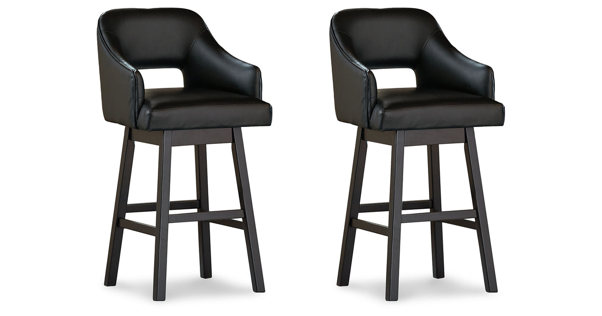 Tallenger Black/Dark Brown Bar Height Barstool, Set of 2