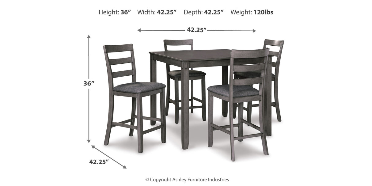 Bridson Gray 5-Piece Counter Height Set from Ashley Furniture - Luna Furniture