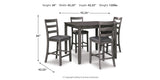 Bridson Gray 5-Piece Counter Height Set from Ashley Furniture - Luna Furniture