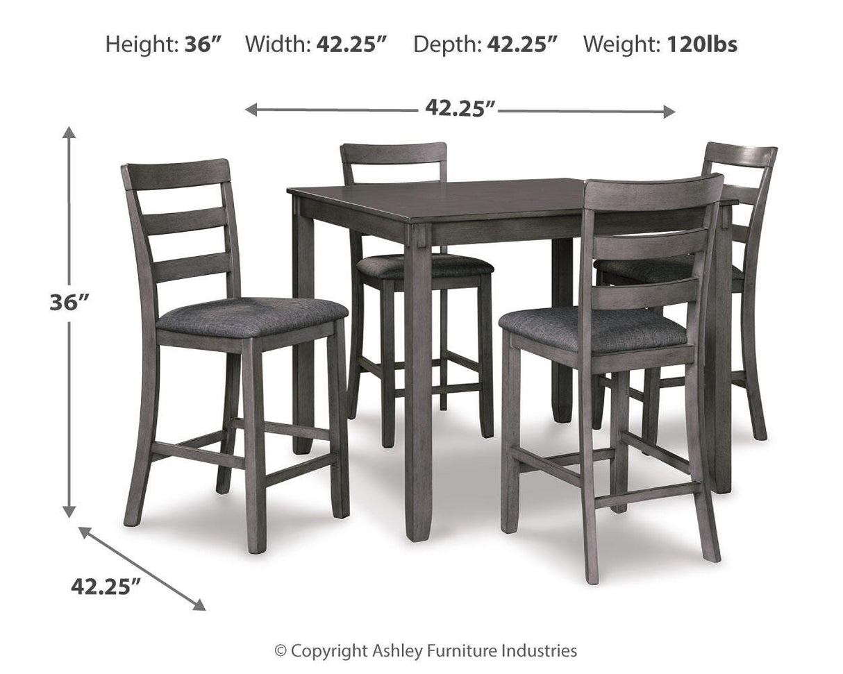 Bridson Gray 5-Piece Counter Height Set from Ashley Furniture - Luna Furniture