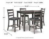 Bridson Gray 5-Piece Counter Height Set from Ashley Furniture - Luna Furniture