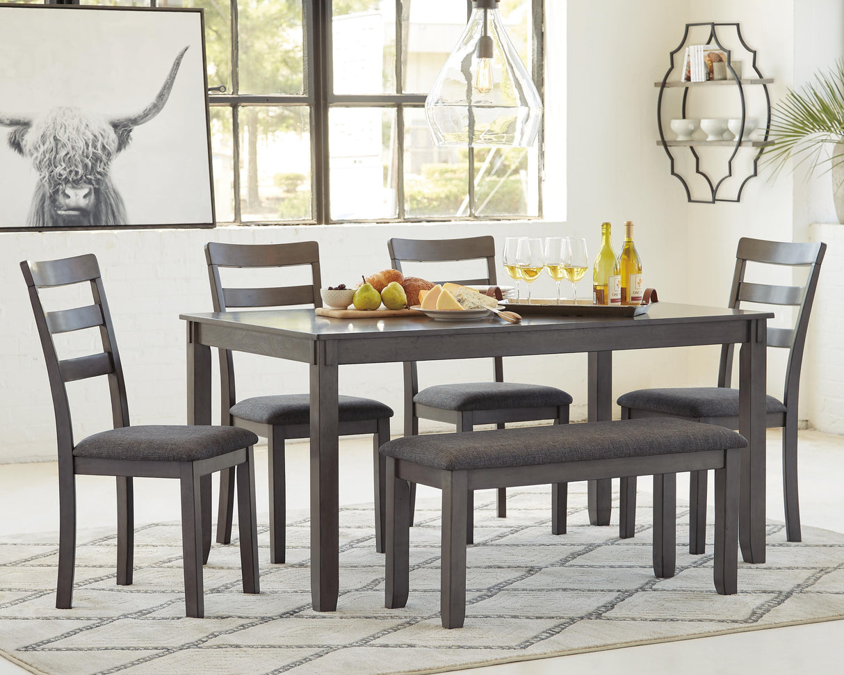 Bridson Gray Dining Table and Chairs with Bench from Ashley Furniture - Luna Furniture