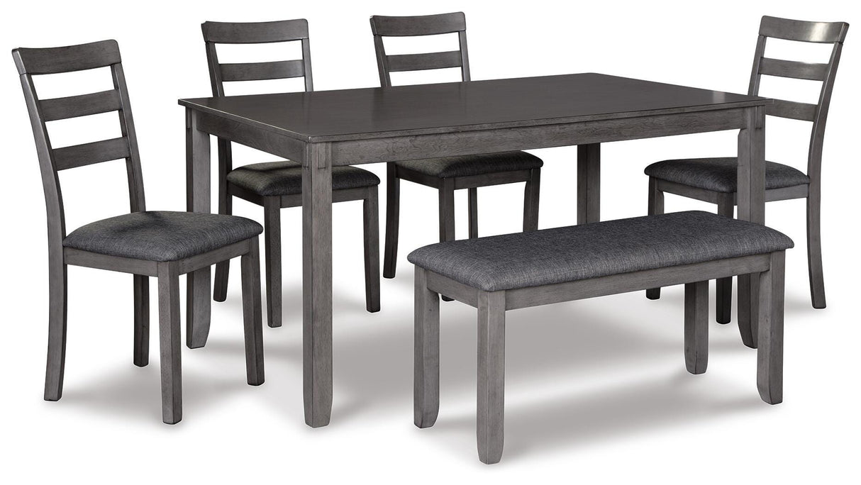 Bridson Gray Dining Table and Chairs with Bench from Ashley Furniture - Luna Furniture
