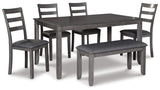 Bridson Gray Dining Table and Chairs with Bench from Ashley Furniture - Luna Furniture