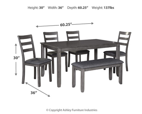 Bridson Gray Dining Table and Chairs with Bench from Ashley - Luna Furniture