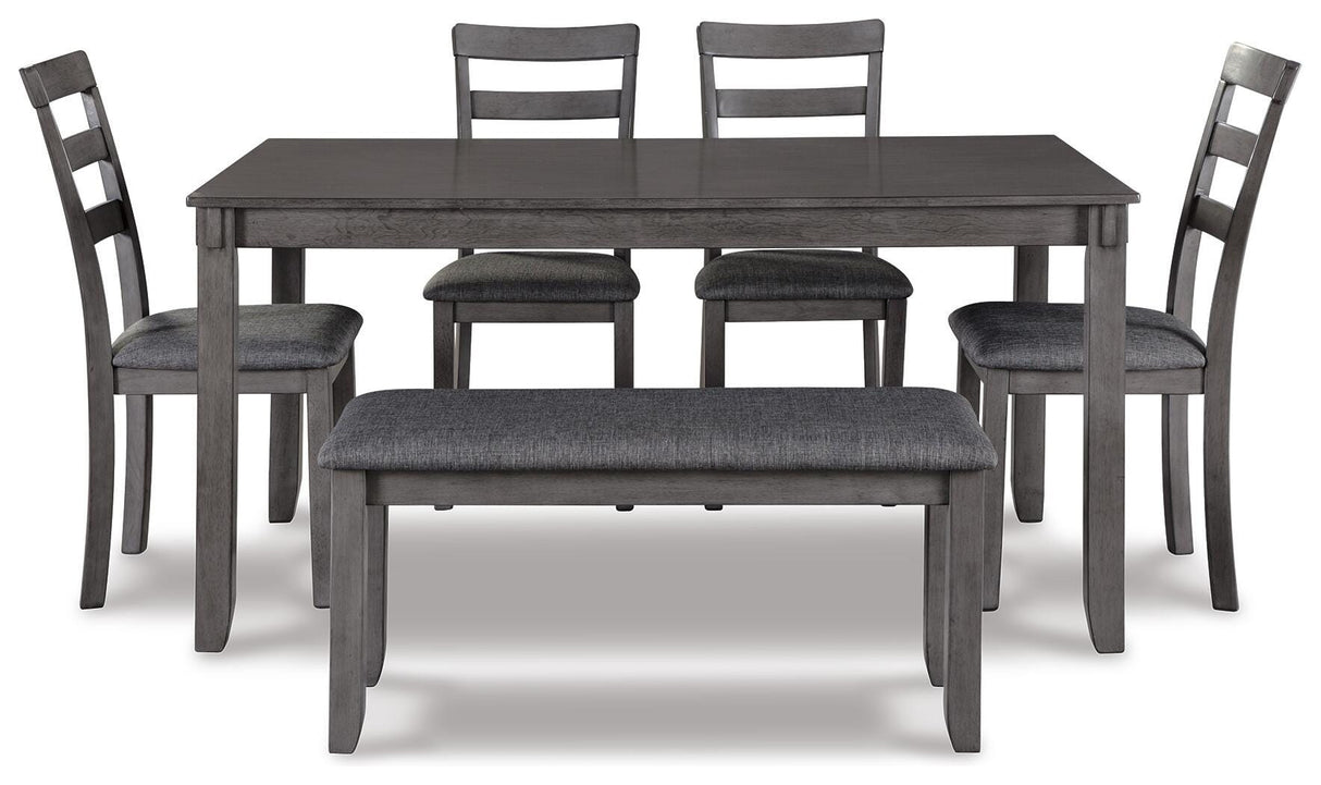 Bridson Gray Dining Table and Chairs with Bench from Ashley - Luna Furniture