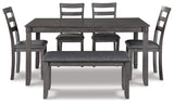 Bridson Gray Dining Table and Chairs with Bench from Ashley - Luna Furniture