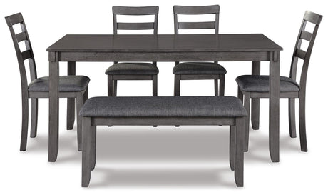 Bridson Gray Dining Table and Chairs with Bench from Ashley - Luna Furniture