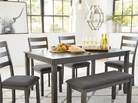 Bridson Gray Dining Table and Chairs with Bench from Ashley - Luna Furniture
