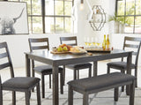 Bridson Gray Dining Table and Chairs with Bench from Ashley Furniture - Luna Furniture