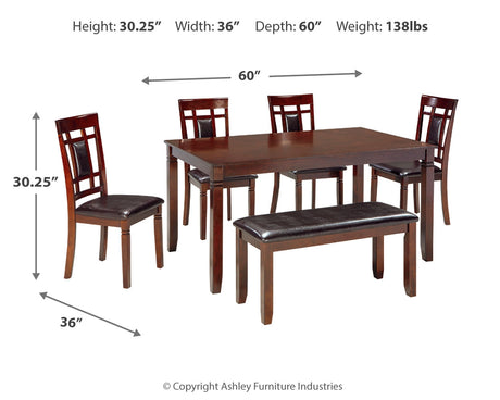 Bennox Brown Dining Table and Chairs with Bench from Ashley - Luna Furniture