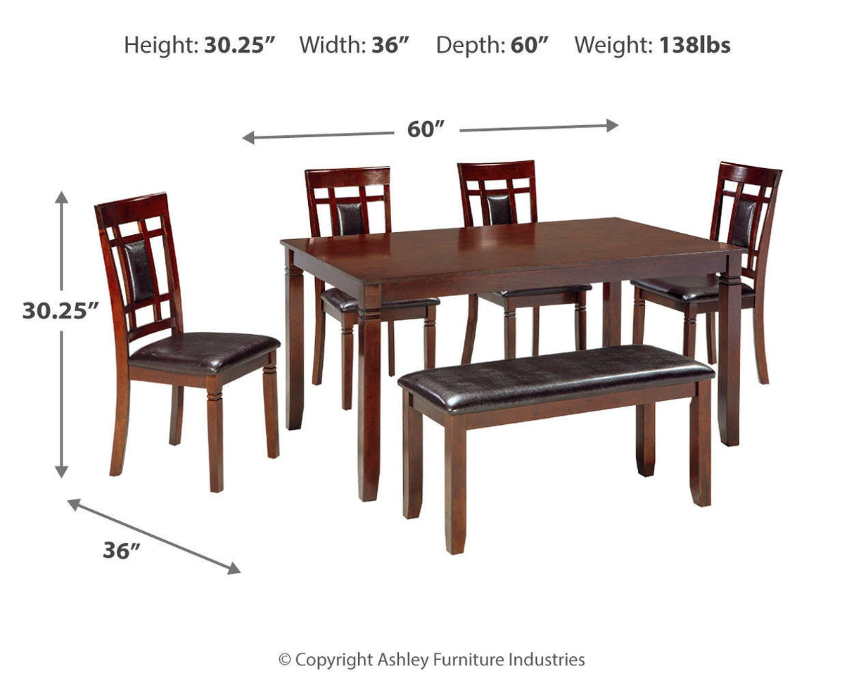 Bennox Brown Dining Table and Chairs with Bench from Ashley Furniture - Luna Furniture